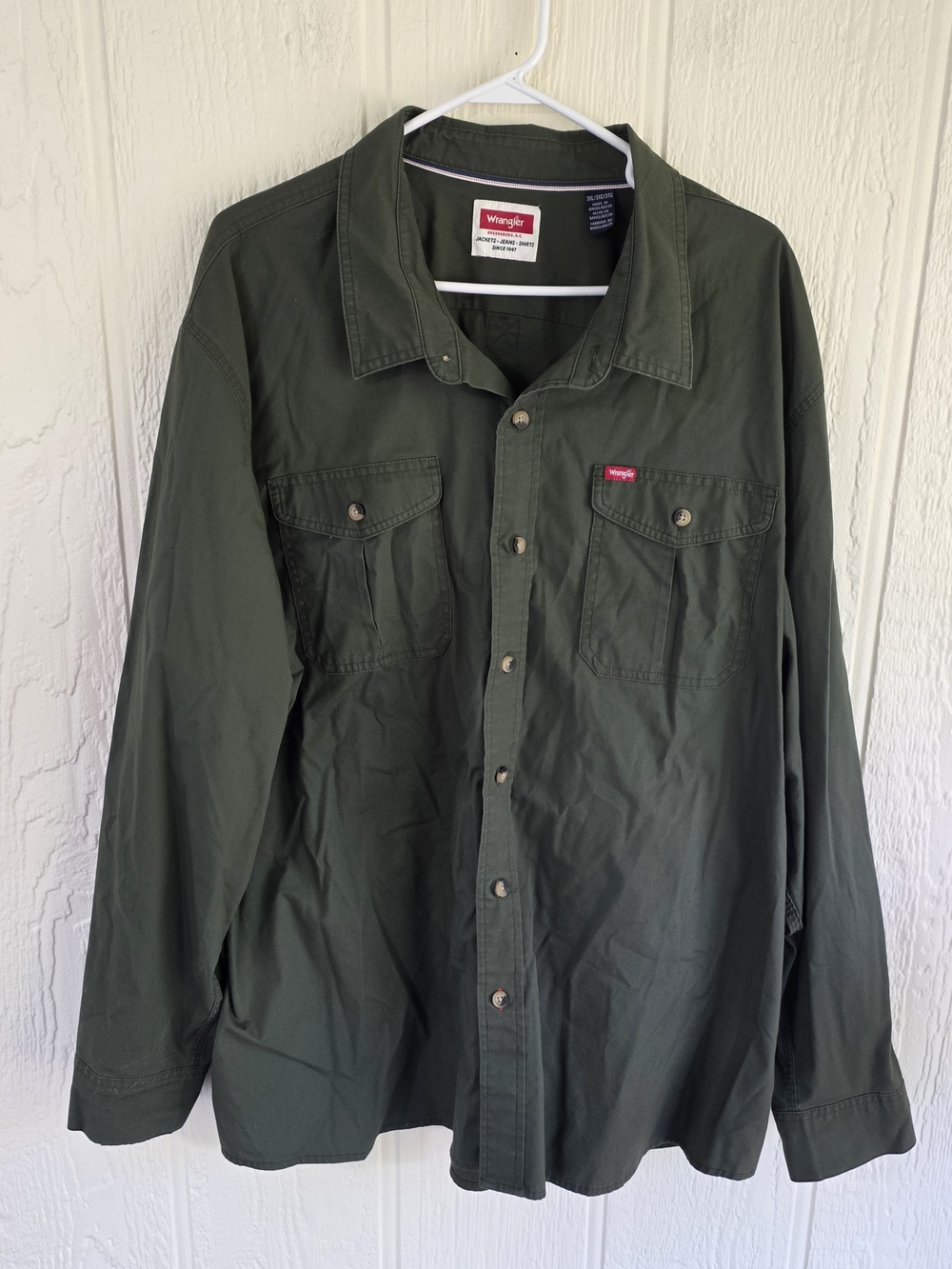 Wrangler Men’s Olive Green Utility Shirt Jacket, Size 3XL